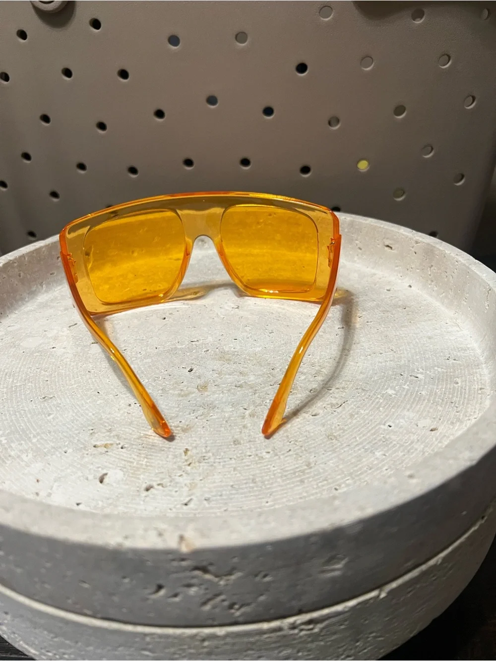 NEW Oversized Amber Transparent Square Sunglasses